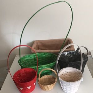 Small Woven Baskets Wicker Straw Craft  Lot of 6